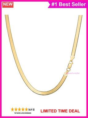 14K Gold Chain Necklace Flat Snake Herringbone Lobster Clasp 22in